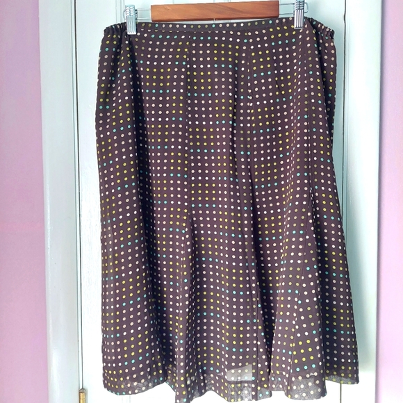 Plus Size+ Brown Polka Dot Midi Skirt Elisabeth by Liz Claiborne Sz 16W - Picture 4 of 6
